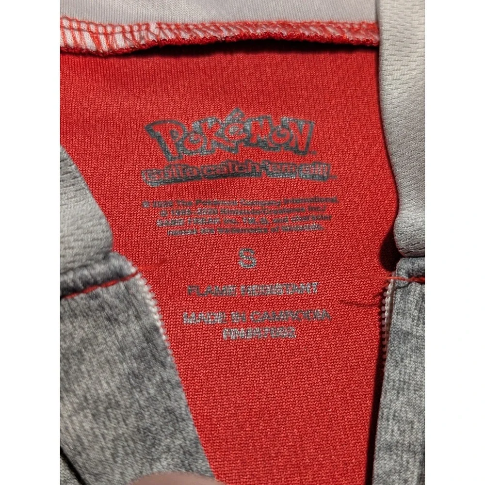 Pokemon Pikachu Hooded‎ Union Suit Romper Boys Small Gray Red Pika Pika Pajamas